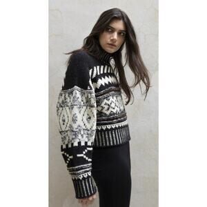 NYMANE NADIA SWEATER BLACK/CREAM KNIT Size Small